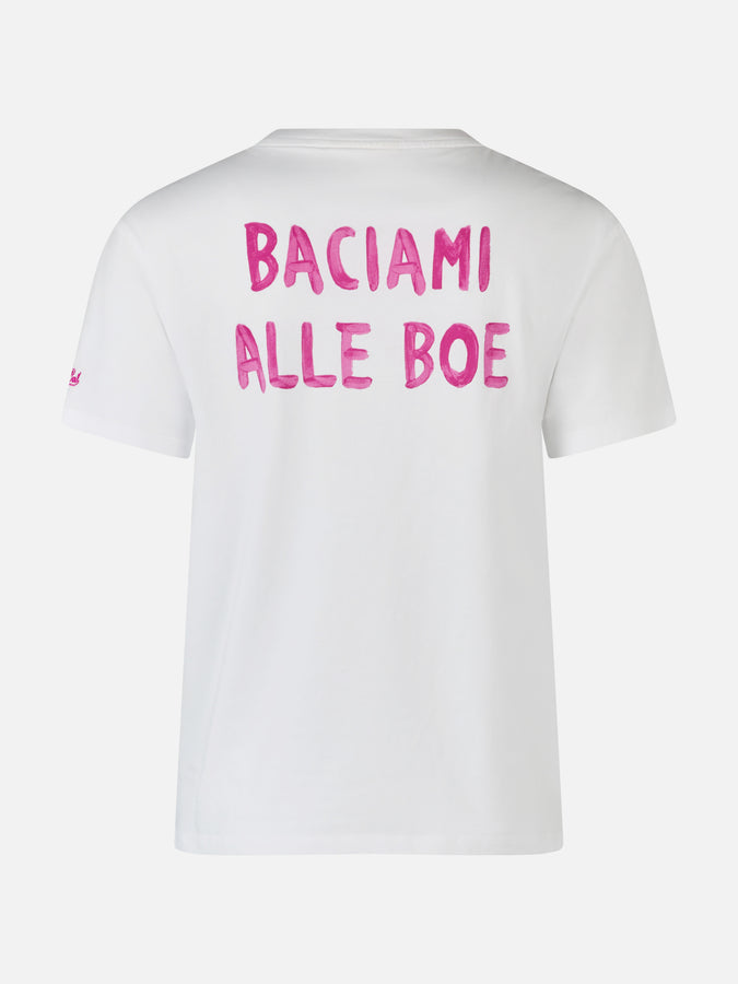 Mc2 Saint Barth Woman cotton jersey crewneck t-shirt Emilie with Baciami alle Boe print | ALLE BOE SPECIAL EDITION 50% di sconto con spedizione gratuita