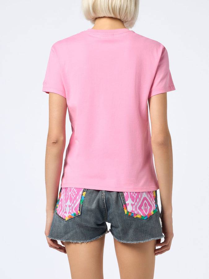 Mc2 Saint Barth T-shirt da donna girocollo Emilie in jersey di cotone con ricamo Stressed but Well Dressed Officina