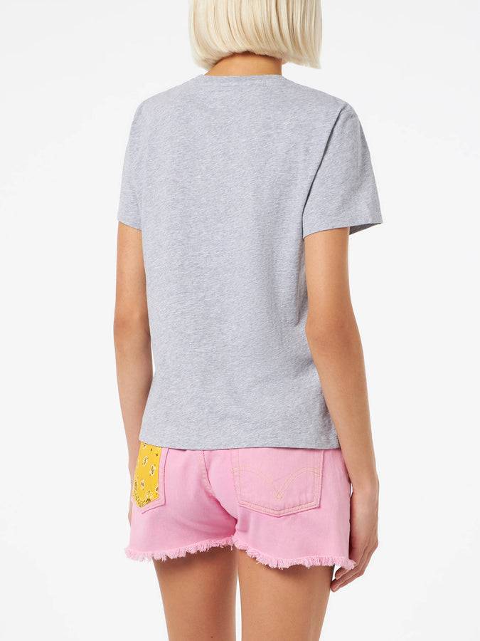 Mc2 Saint Barth T-shirt da donna girocollo Emilie in jersey di cotone con stampa Saint Barth Beach Club Esporta salva