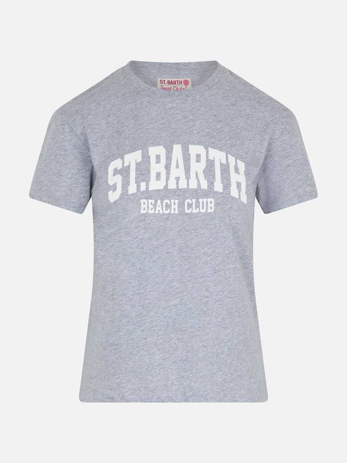 Mc2 Saint Barth T-shirt da donna girocollo Emilie in jersey di cotone con stampa Saint Barth Beach Club Esporta salva
