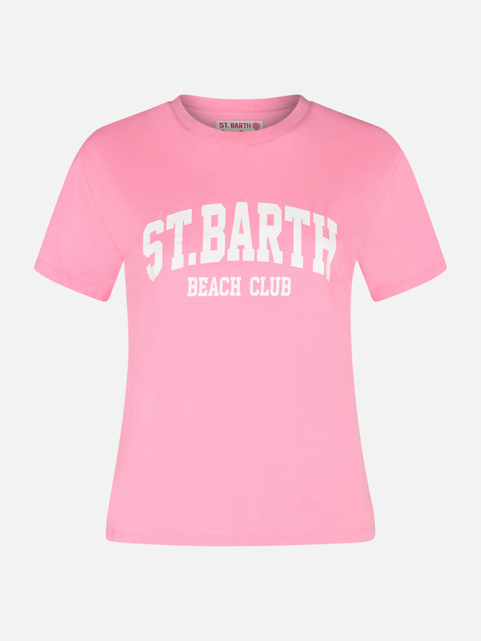 Mc2 Saint Barth T-shirt da donna girocollo Emilie in jersey di cotone con stampa Saint Barth Beach Club Black Friday Prezzi