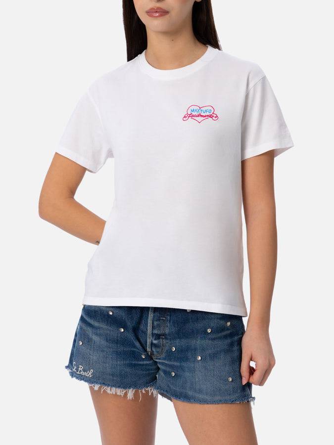 Mc2 Saint Barth T-shirt da donna girocollo Emilie in jersey di cotone con ricamo Misstufo Facilmente 2025