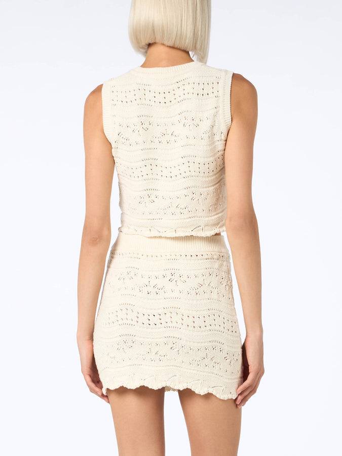 Mc2 Saint Barth Woman sleeveless cotton knit top Peach Spedizione Gratuita