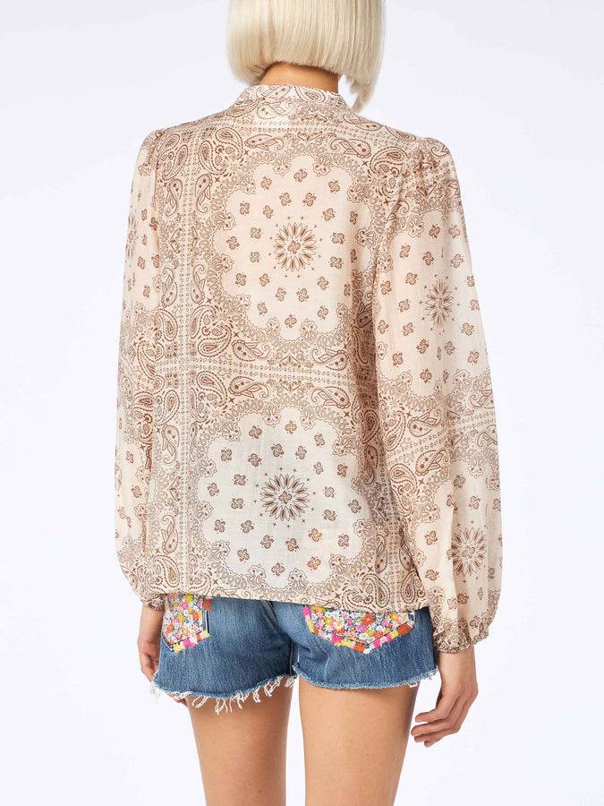 Mc2 Saint Barth Woman silk voile blouse Harper with bandanna print Soddisfazione Garantita