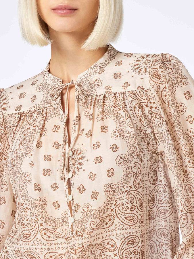 Mc2 Saint Barth Woman silk voile blouse Harper with bandanna print Soddisfazione Garantita