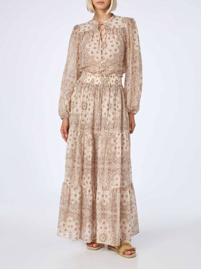 Mc2 Saint Barth Woman silk voile pleated long skirt Cheyenne Qualità Garantita