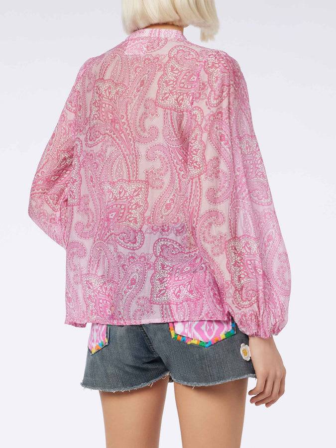 Mc2 Saint Barth Blusa da donna in voile di seta paisley Harper Consegna Veloce