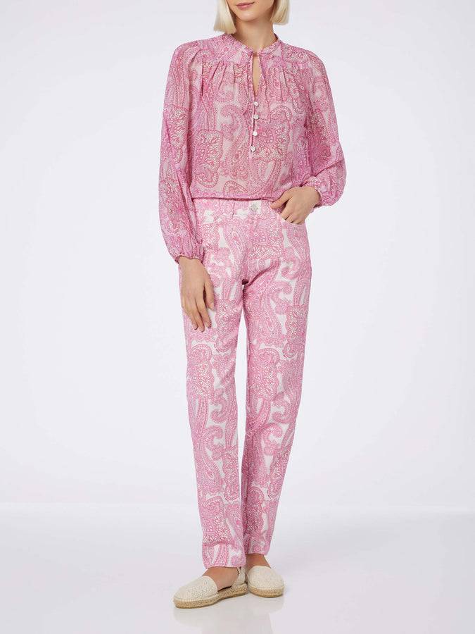 Mc2 Saint Barth Blusa da donna in voile di seta paisley Harper Consegna Veloce