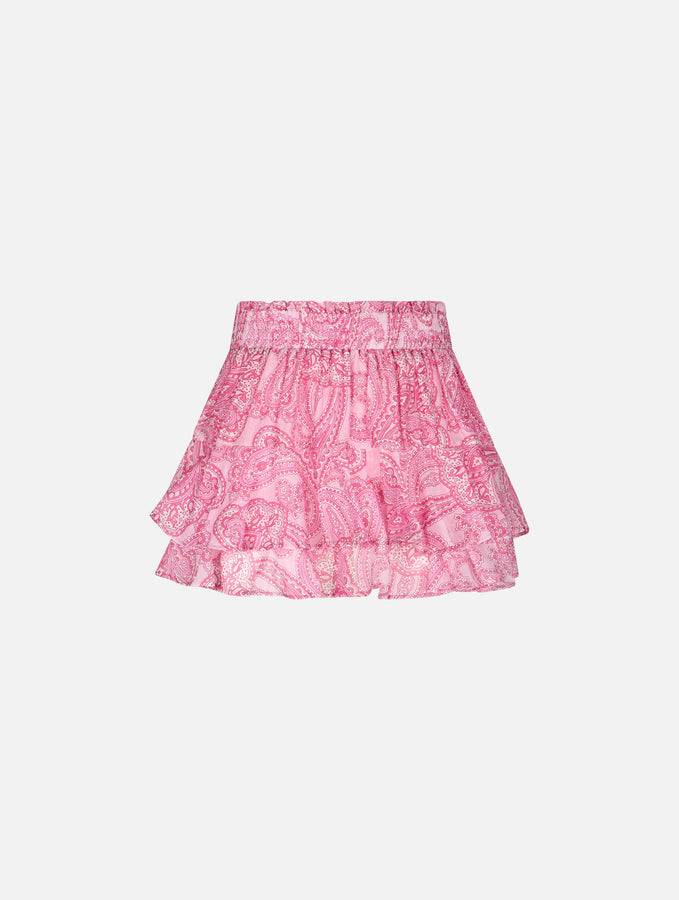 Mc2 Saint Barth Minigonna da donna con volant in voile di seta paisley Promozione Limitata