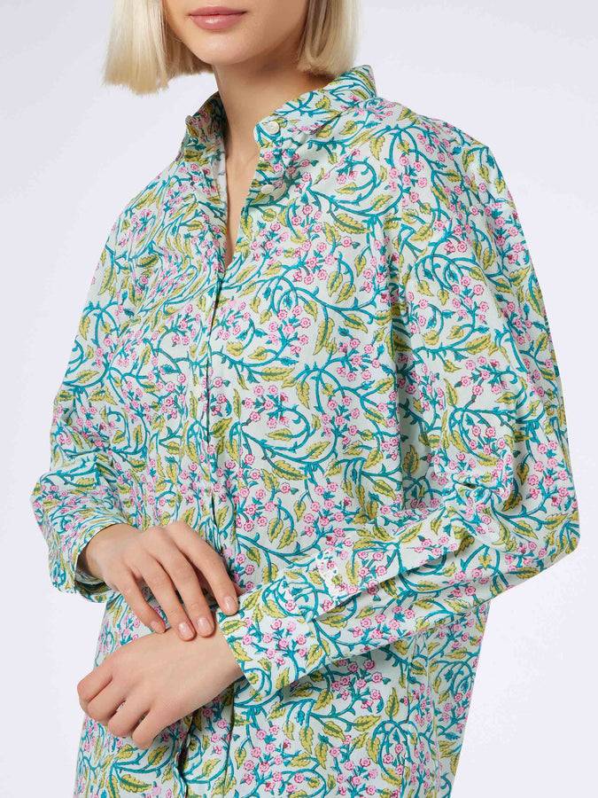 Mc2 Saint Barth Camicia da donna over Brigitte in cotone con stampa fiori Affare Del Giorno
