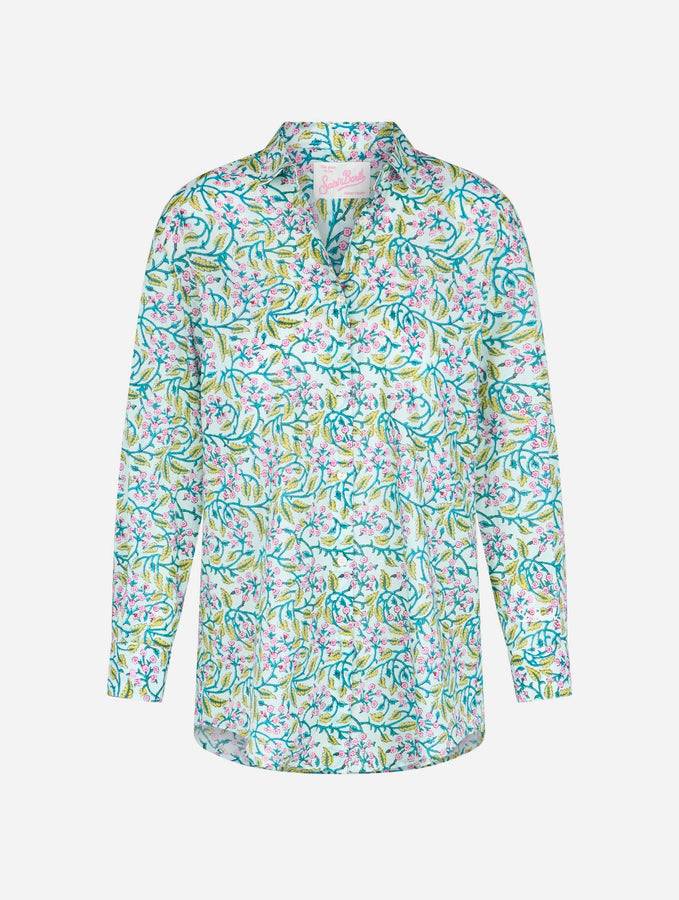 Mc2 Saint Barth Camicia da donna over Brigitte in cotone con stampa fiori Affare Del Giorno