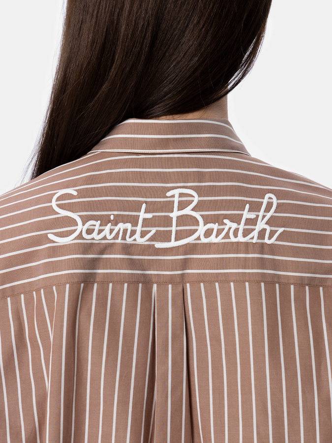 Mc2 Saint Barth Camicia over da donna Brigitte in cotone stampa righe Economico