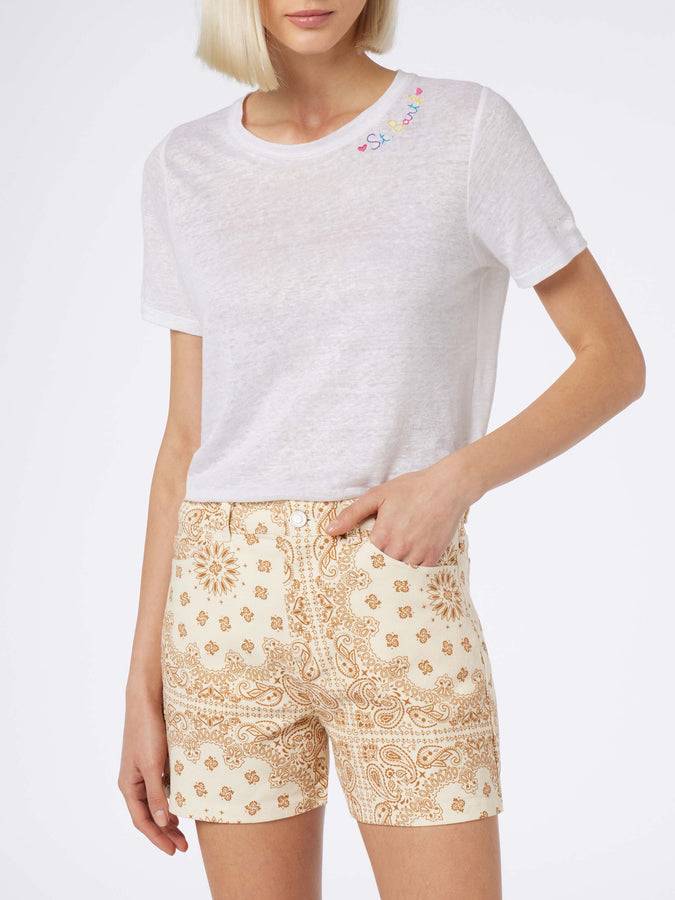 Mc2 Saint Barth Bermuda da donna in denim stampa bandana Cancun Saldi
