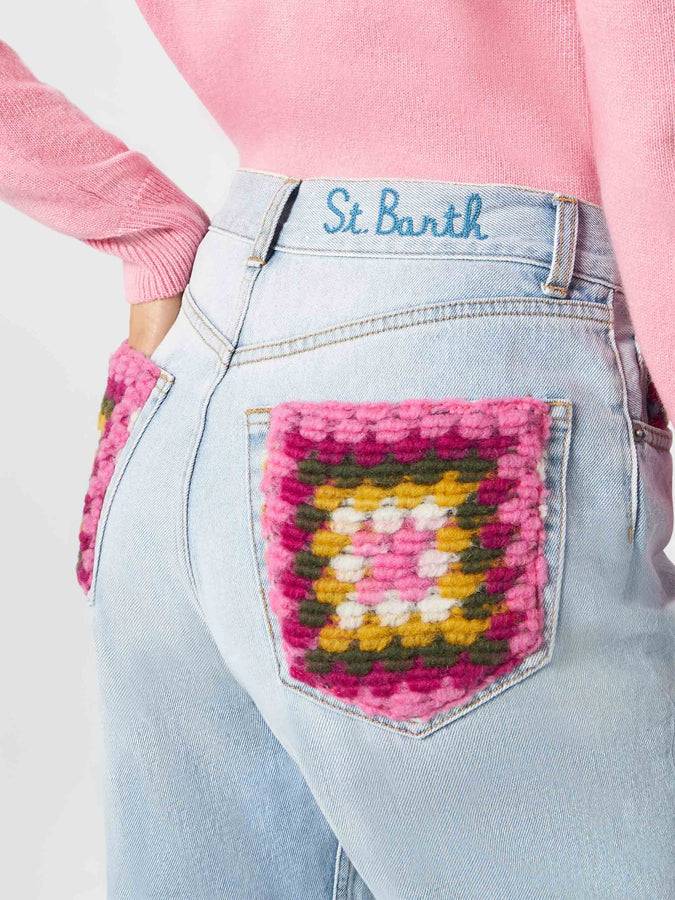 Mc2 Saint Barth Jeans da donna con tasche in crochet Negozio