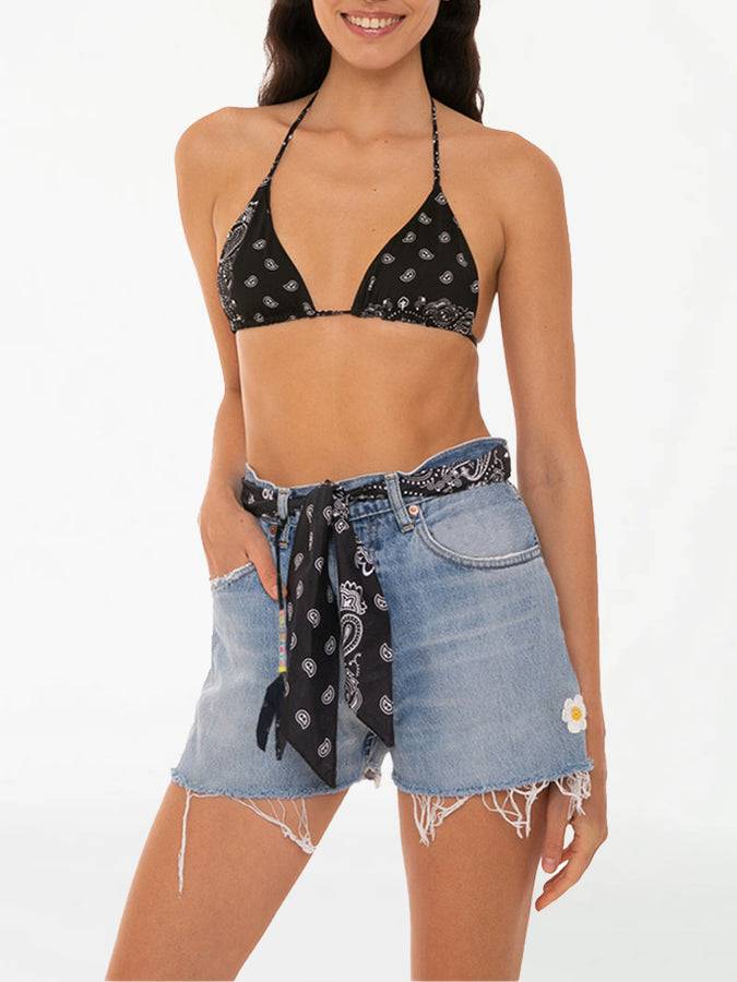 Mc2 Saint Barth Pantaloncini da donna in denim rigenerato con ricami Sconto di tempo limitato