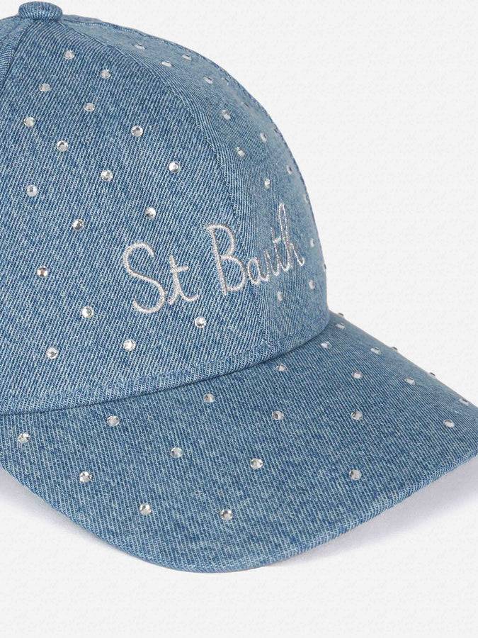 Mc2 Saint Barth Cappellino Davis in denim impreziosito da strass Negozio online di fabbrica