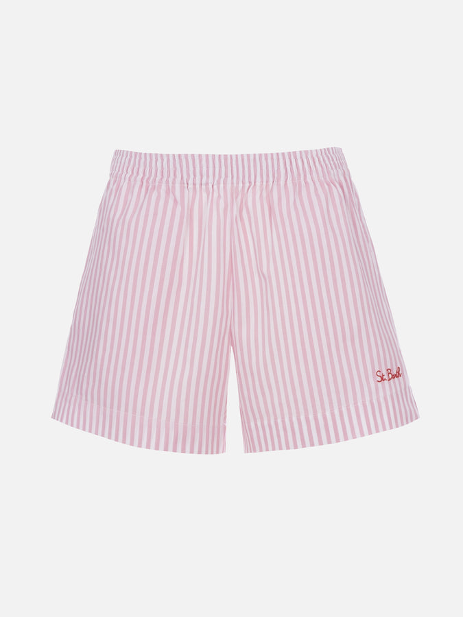 Mc2 Saint Barth Pantaloncini da donna pull up in cotone rigato Meave Black Friday