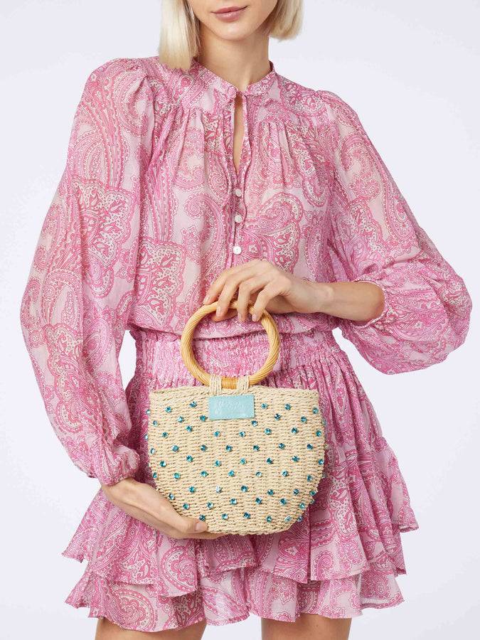 Mc2 Saint Barth Minigonna da donna con volant in voile di seta paisley Grandi sconti