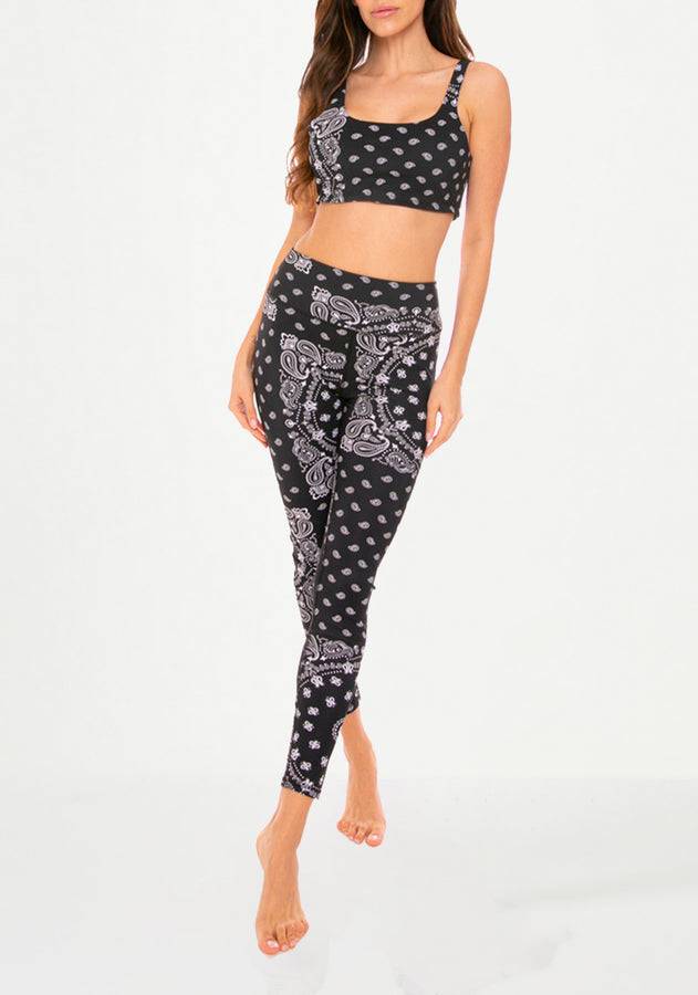 Mc2 Saint Barth Top e leggings da yoga con stampa bandana nera