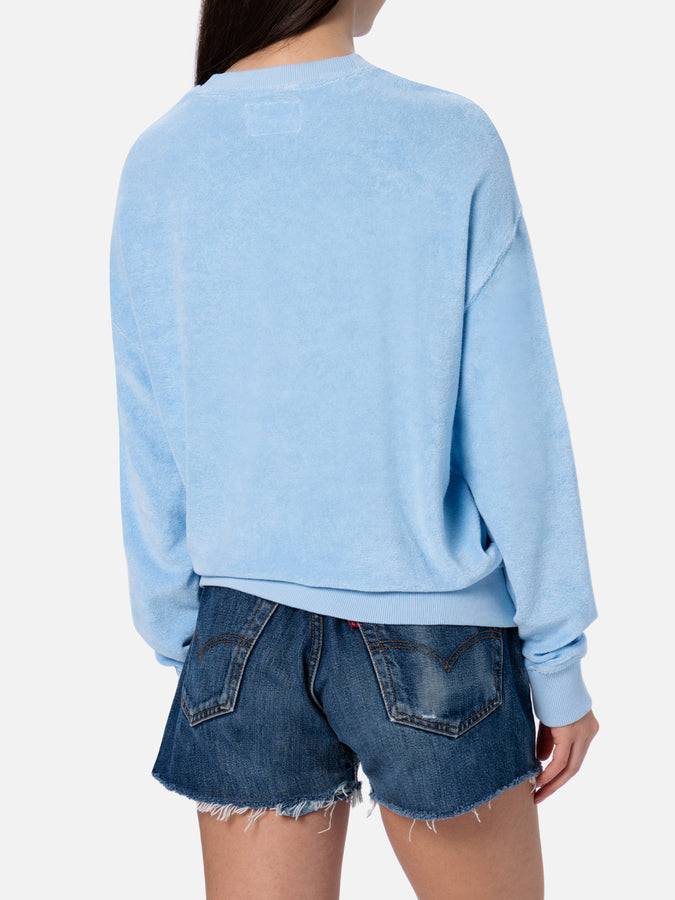 Mc2 Saint Barth Felpa da donna Stardust di cotone spugna di colore azzurro Duty-free