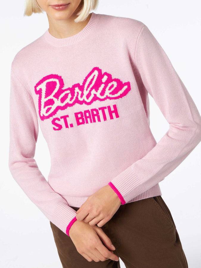 Mc2 Saint Barth Maglia da donna girocollo rosa con stampa Barbie | EDIZIONE SPECIALE BARBIE Offerta