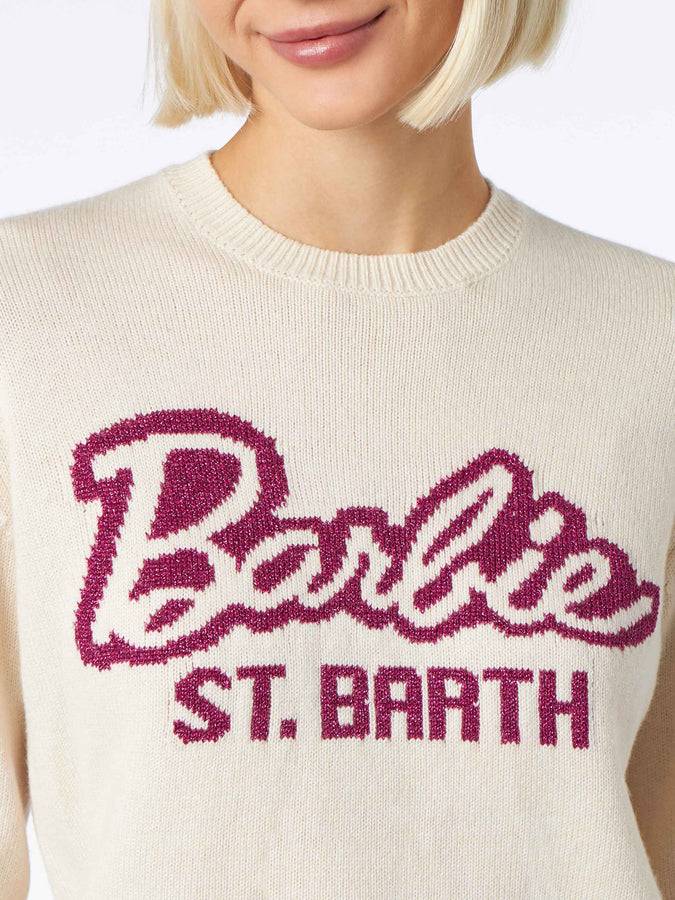 Mc2 Saint Barth Maglia da donna girocollo bianca con stampa Barbie | EDIZIONE SPECIALE BARBIE Economico
