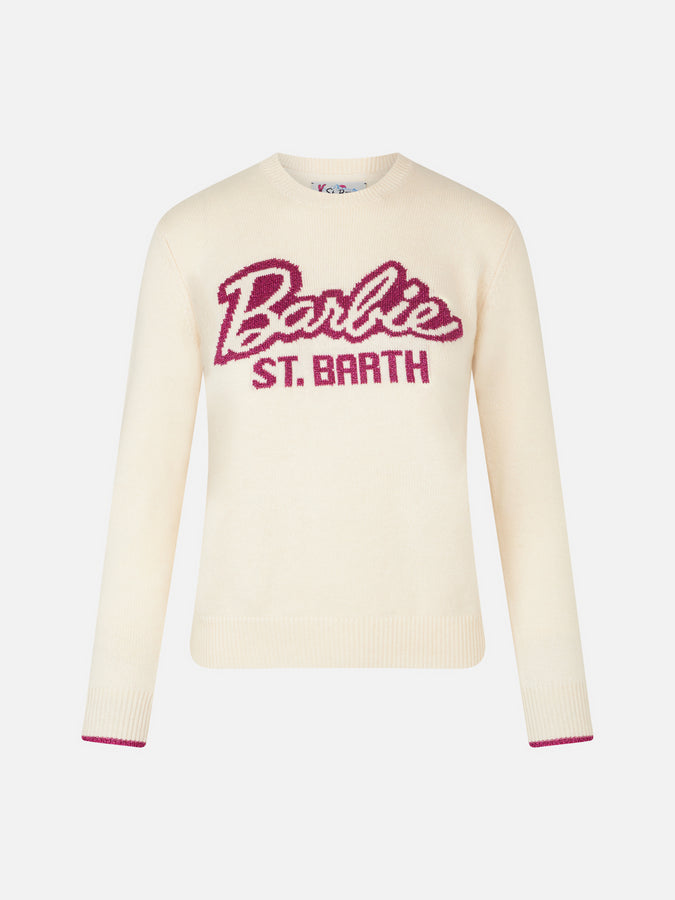 Mc2 Saint Barth Maglia da donna girocollo bianca con stampa Barbie | EDIZIONE SPECIALE BARBIE Economico