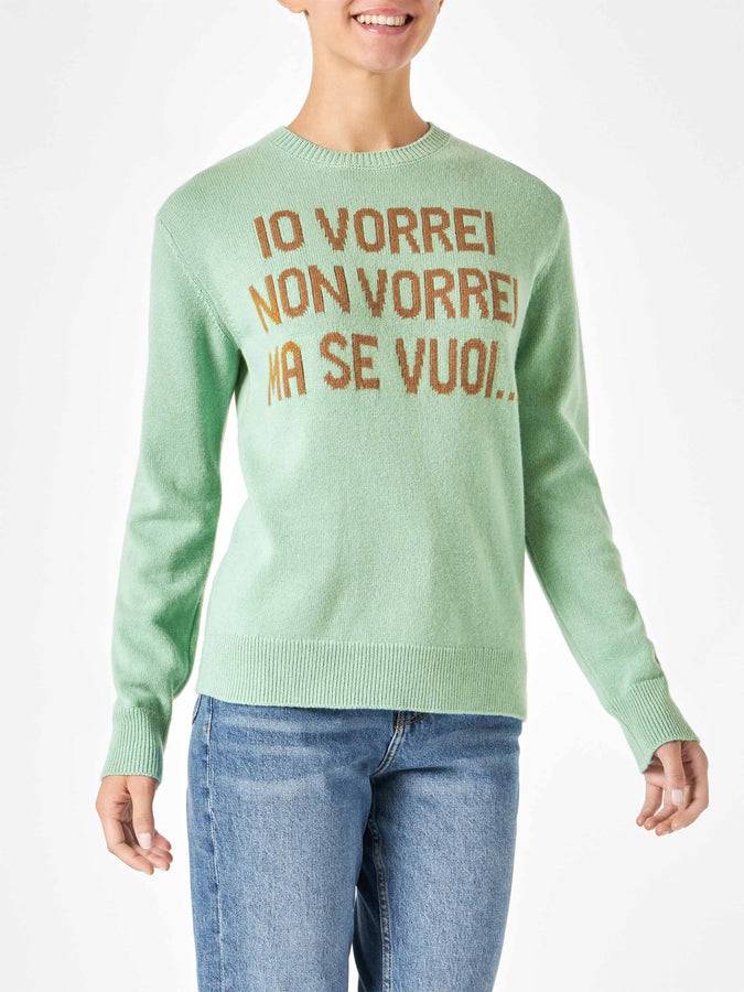 Mc2 Saint Barth Maglia da donna verde con stampa jacquard | EDIZIONE SPECIALE DI NIKI DJ Saldi Di Fabbrica