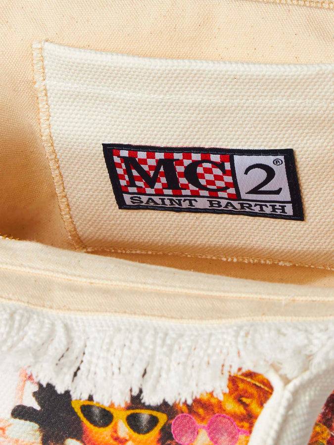 Mc2 Saint Barth Borsa a mano Colette in tela di cotone bianca con stampa Angeli Fiorucci | FIORUCCI SPECIAL EDITION Negozio online di fabbrica
