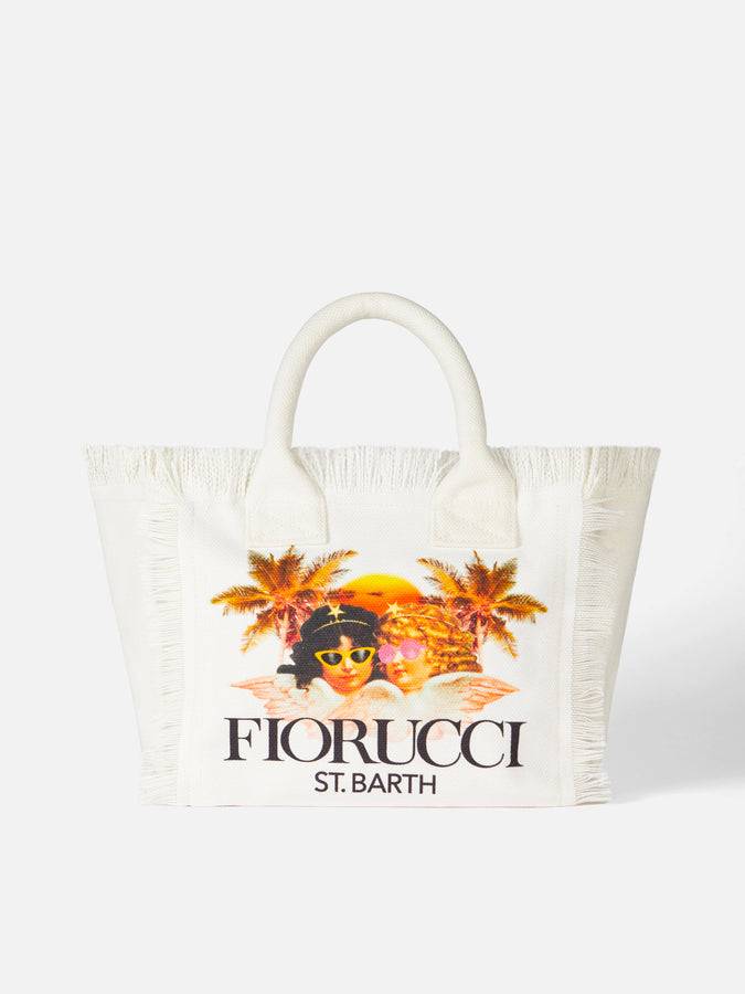 Mc2 Saint Barth Borsa a mano Colette in tela di cotone bianca con stampa Angeli Fiorucci | FIORUCCI SPECIAL EDITION Negozio online di fabbrica