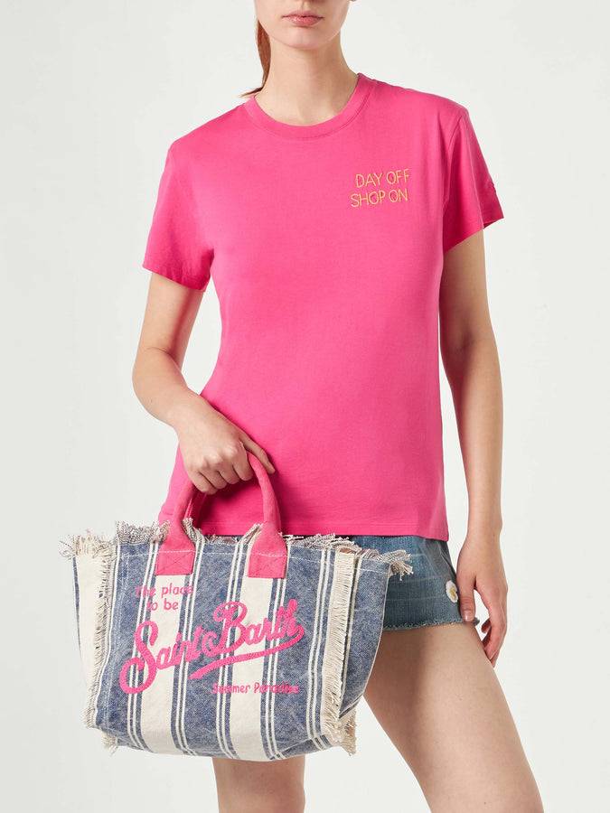 Mc2 Saint Barth Cotton canvas Colette handbag with striped print Prezzo di fabbrica