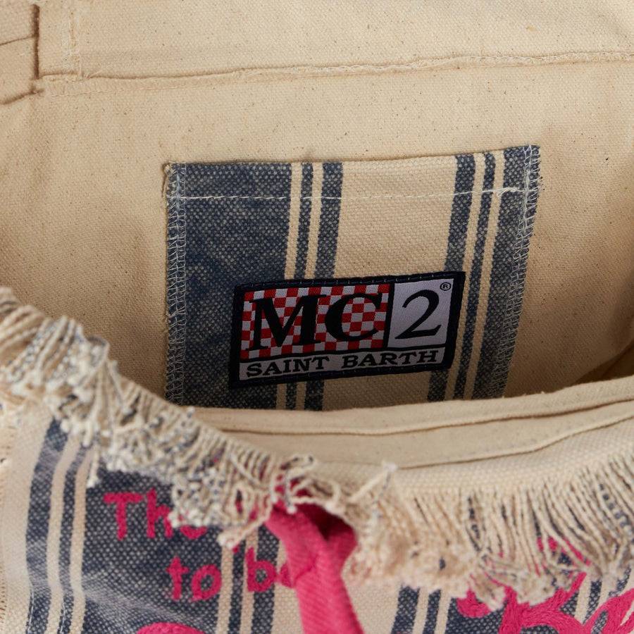 Mc2 Saint Barth Cotton canvas Colette handbag with striped print Prezzo di fabbrica