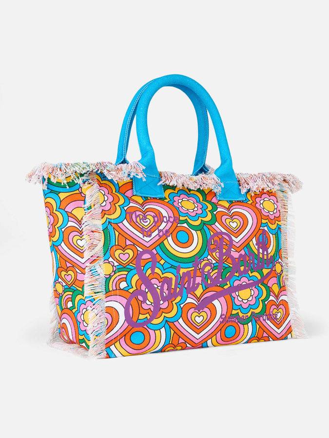 Mc2 Saint Barth Cotton canvas Vanity tote bag with groovy print Offerta natalizia