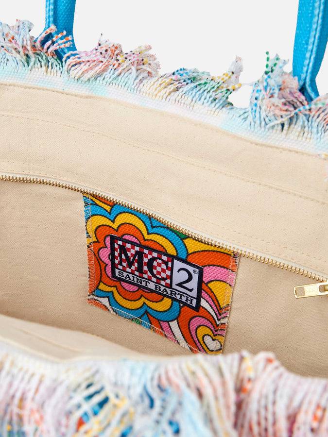 Mc2 Saint Barth Cotton canvas Vanity tote bag with groovy print Offerta natalizia