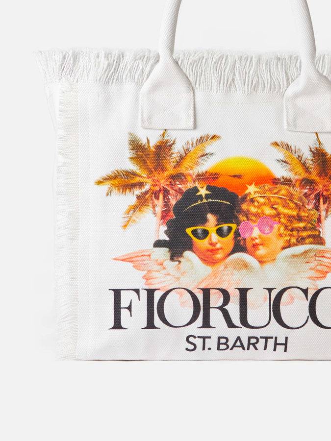 Mc2 Saint Barth Borsa a spalla Vanity in canvas bianco con stampa angeli Fiorucci | FIORUCCI SPECIAL EDITION Offerta Pasqua