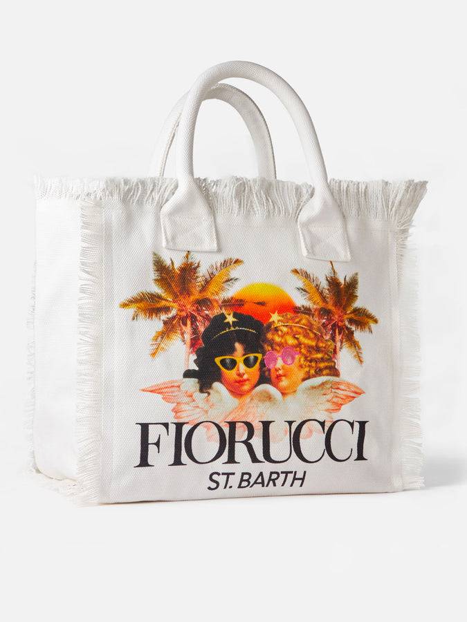 Mc2 Saint Barth Borsa a spalla Vanity in canvas bianco con stampa angeli Fiorucci | FIORUCCI SPECIAL EDITION Offerta Pasqua