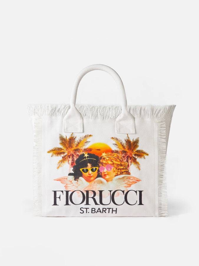 Mc2 Saint Barth Borsa a spalla Vanity in canvas bianco con stampa angeli Fiorucci | FIORUCCI SPECIAL EDITION Offerta Pasqua