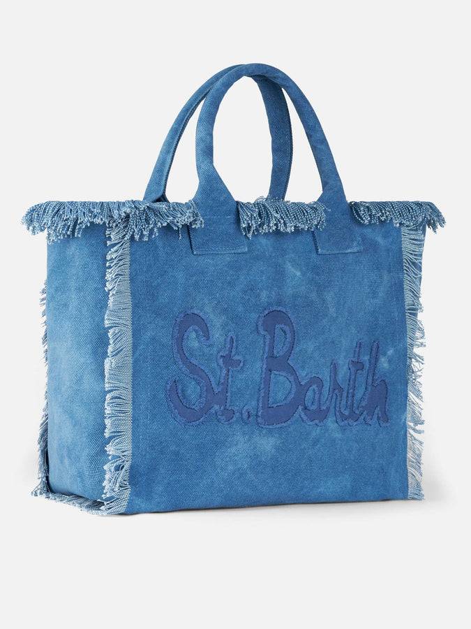 Mc2 Saint Barth Denim cotton canvas Vanity tote bag with logo bag Offerta Giorno del Papà
