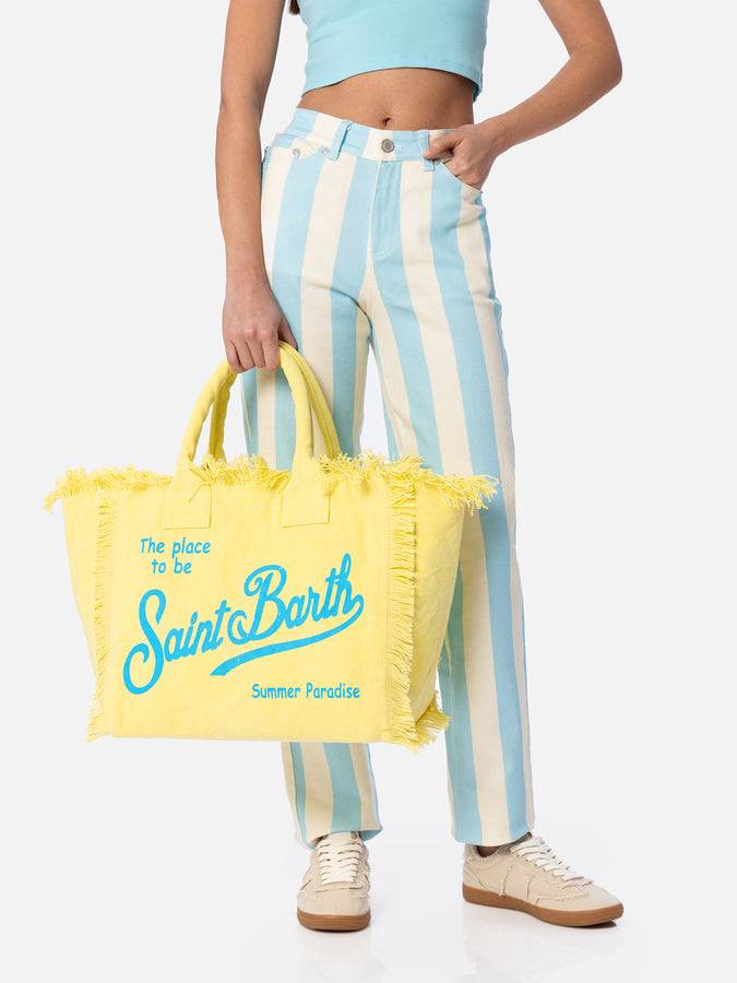 Mc2 Saint Barth Borsa tote Vanity in tela di cotone gialla Offerta Anniversario