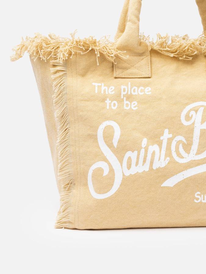 Mc2 Saint Barth Borsa tote Vanity in tela di cotone beige Vendita calda