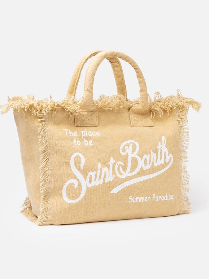 Mc2 Saint Barth Borsa tote Vanity in tela di cotone beige Vendita calda