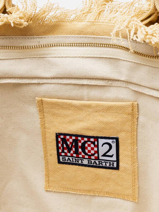 Mc2 Saint Barth Borsa tote Vanity in tela di cotone beige Vendita calda
