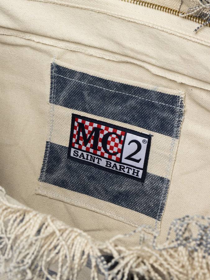 Mc2 Saint Barth Borsa tote Vanity in tela di cotone a righe blu Offerta temporanea