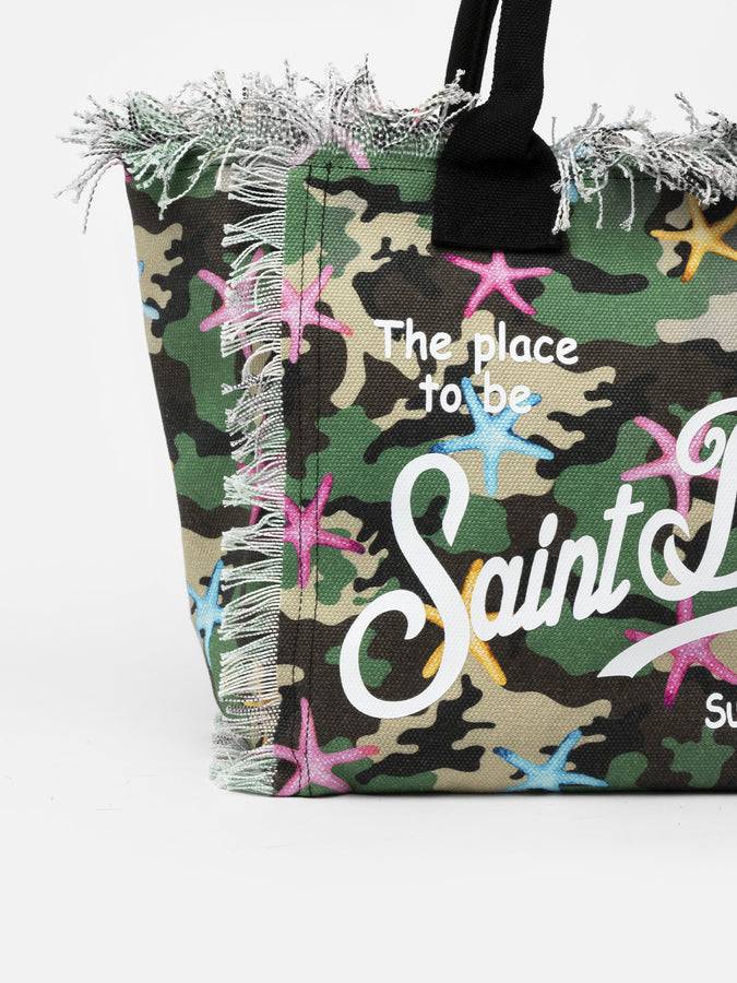 Mc2 Saint Barth Borsa tote Vanity in tela di cotone mimetico con stelle marine Grandi sconti