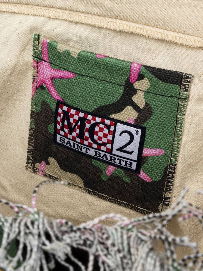 Mc2 Saint Barth Borsa tote Vanity in tela di cotone mimetico con stelle marine Grandi sconti