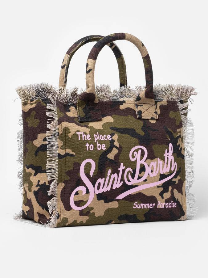 Mc2 Saint Barth Borsa tote Vanity in tela di cotone mimetico Nuovi prodotti