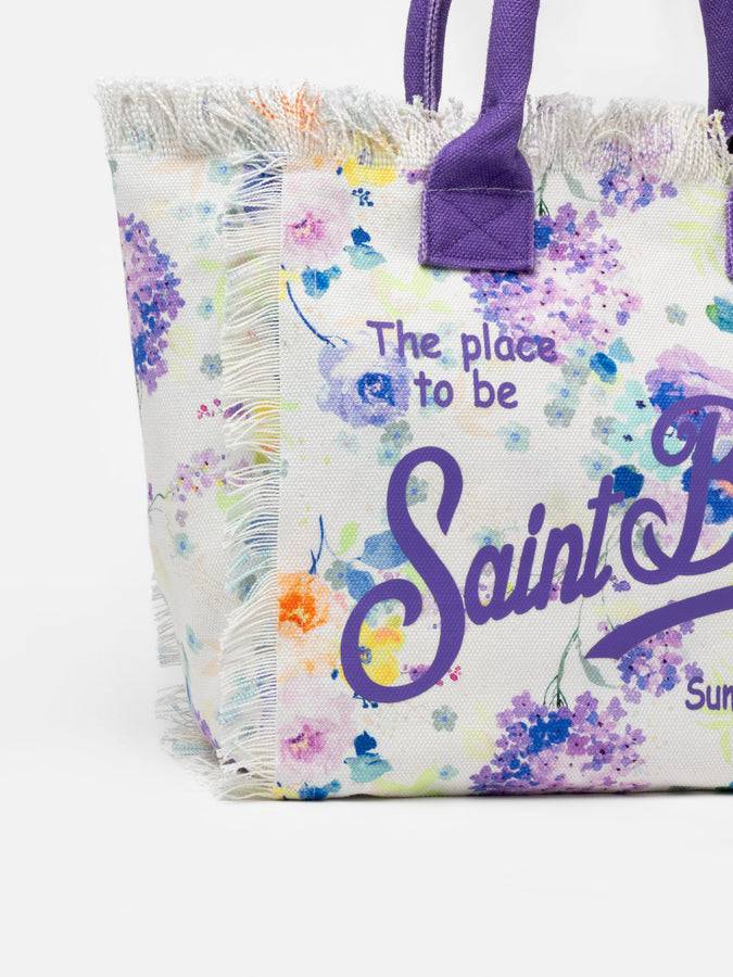 Mc2 Saint Barth Borsa tote Vanity in tela di cotone con fiori color acqua Bestseller