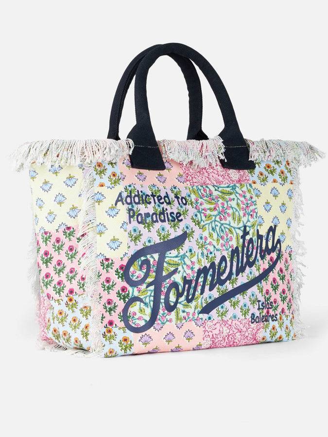 Mc2 Saint Barth Borsa tote Vanity in tela di cotone con applicazione di fiori Formentera Offerte stagionali