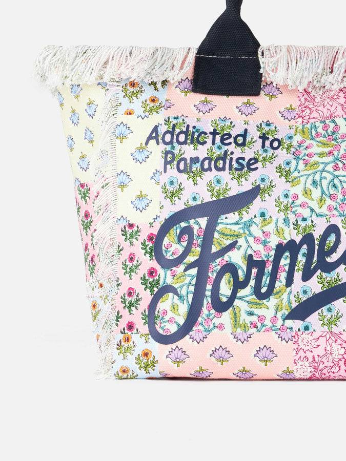 Mc2 Saint Barth Borsa tote Vanity in tela di cotone con applicazione di fiori Formentera Offerte stagionali