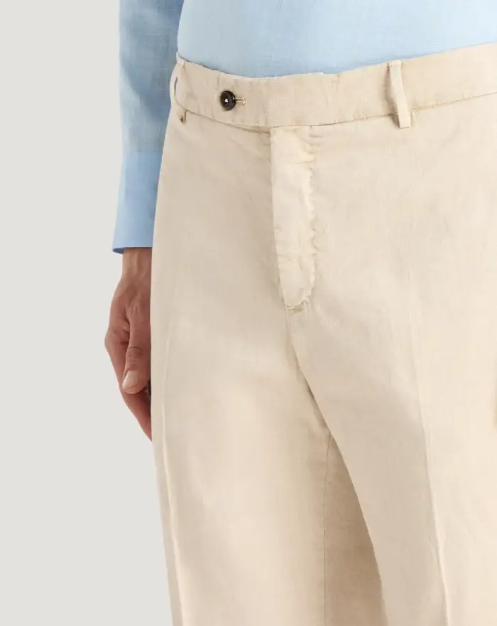 Pantaloni Torino Pantaloni Slim in lino stretch délavé Sottocosto